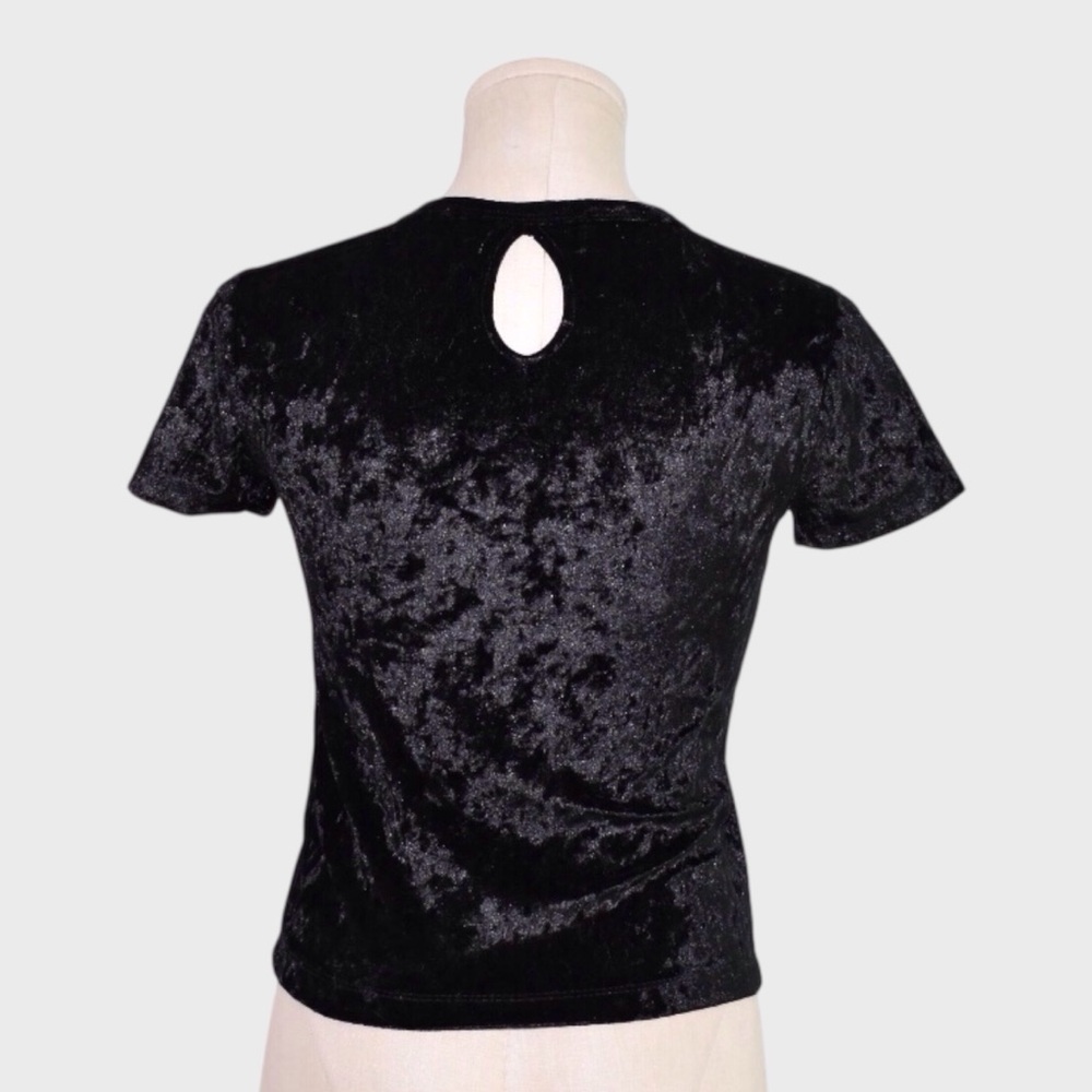 Hollister Black Crushed Velvet Short Sleeve Top - Picture 3 of 5